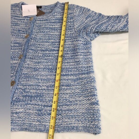 J. Jill Wearever Spray-dyed Sweater-Jacket In Blue Agate Marble New Size Large - Picture 13 of 13